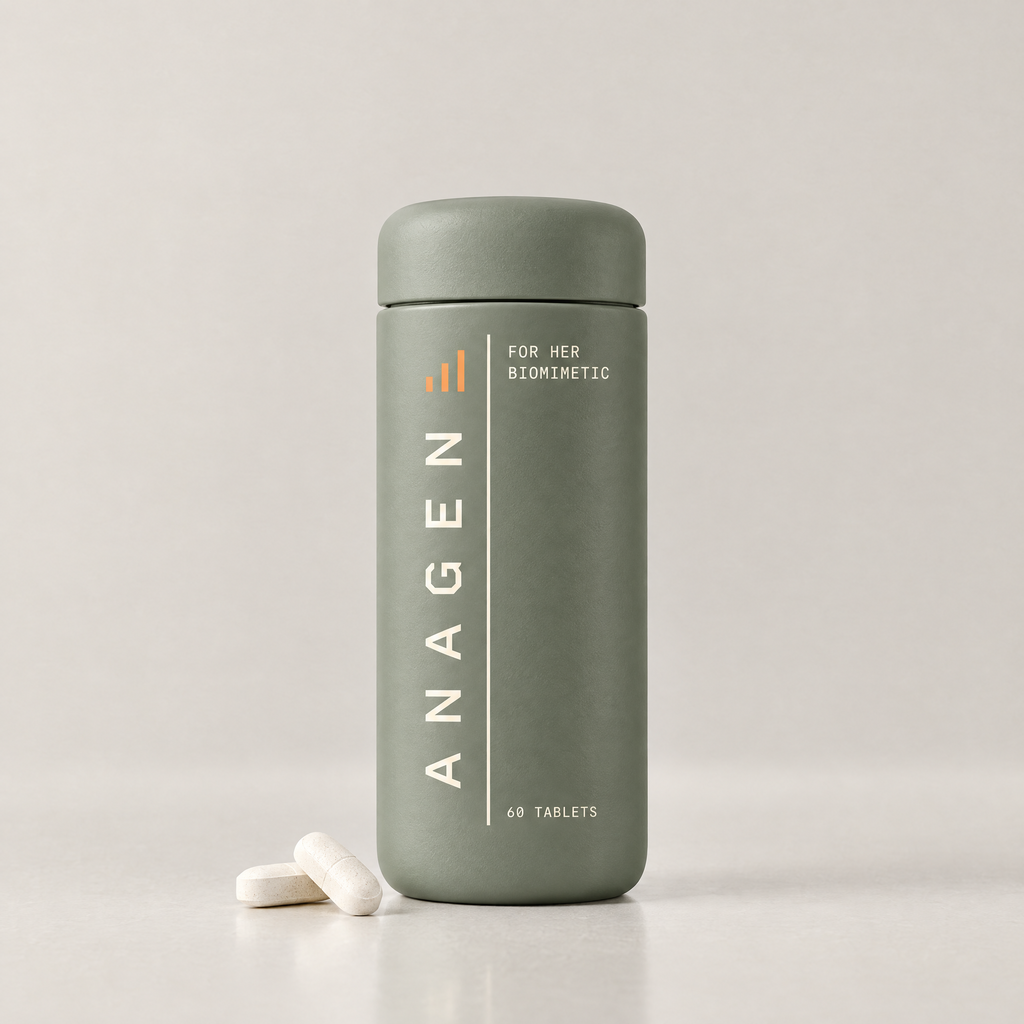 Oratide Anagen for Her: a sage-green bottle with ANAGEN printed vertically, 60 tablets