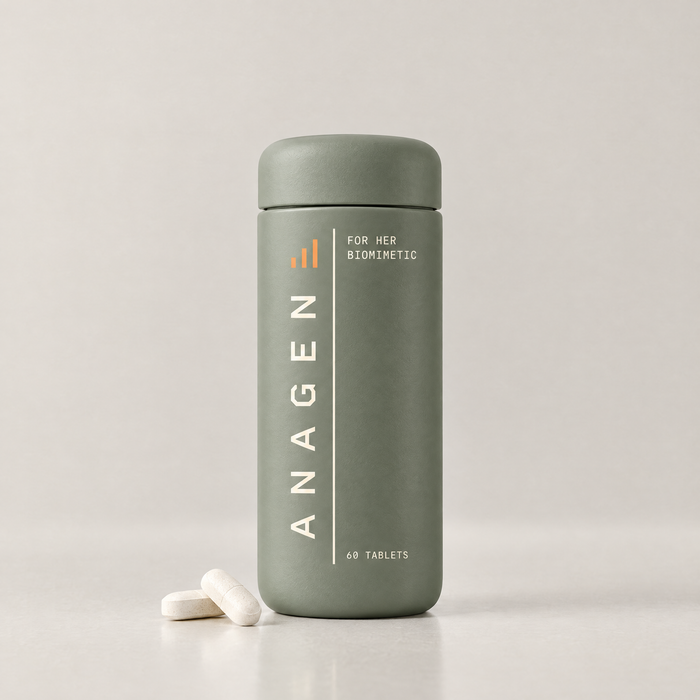 Oratide Anagen for Her: a sage-green bottle with ANAGEN printed vertically, 60 tablets