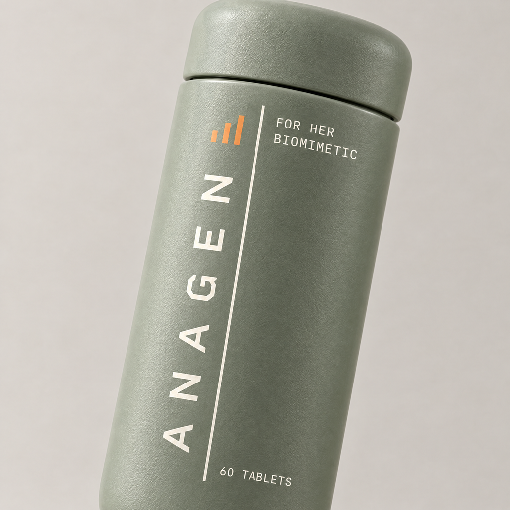 Close-up of the Anagen for Her label